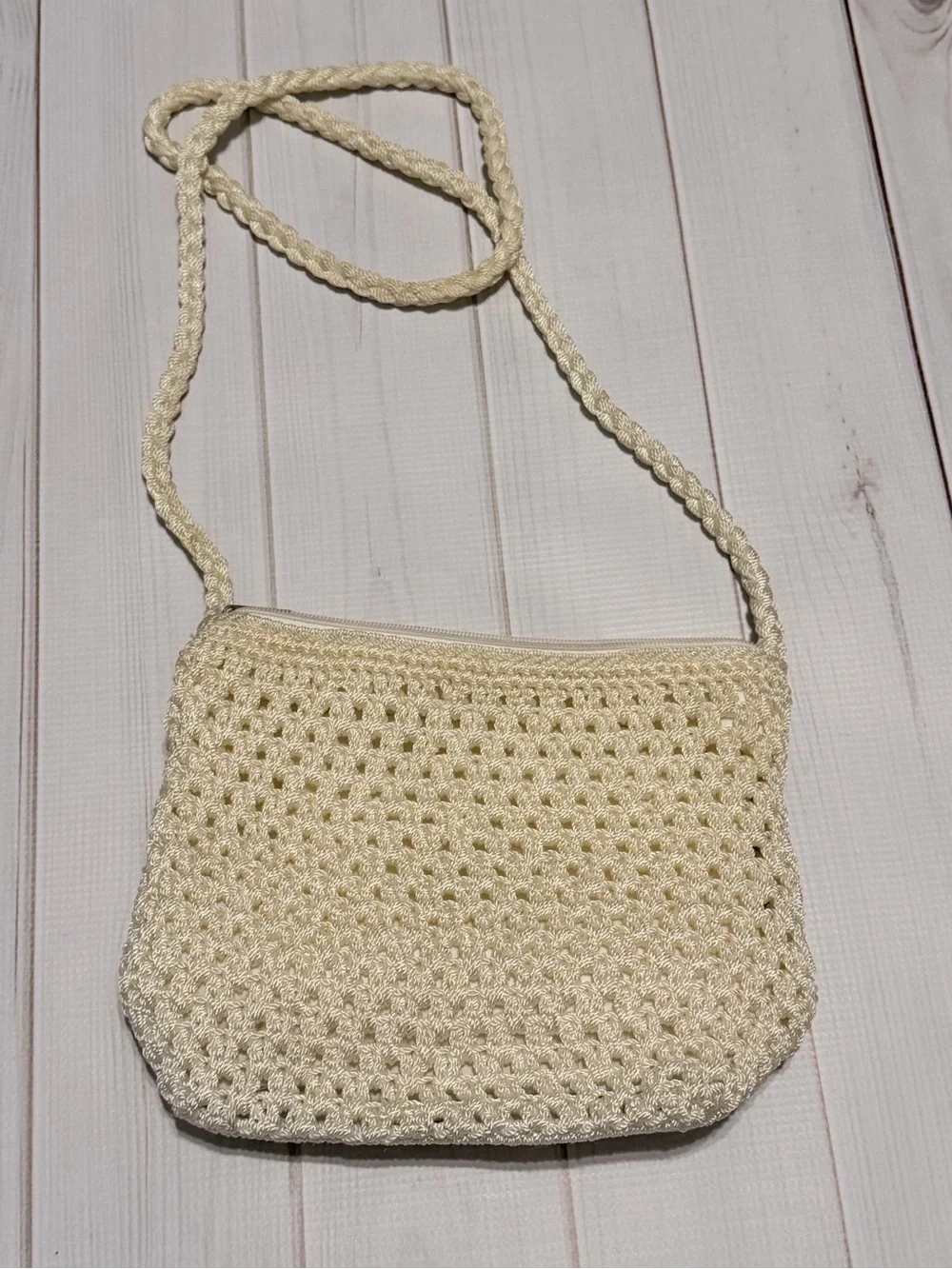The Sak Cream Crochet Crossbody Bag with Braided Strap